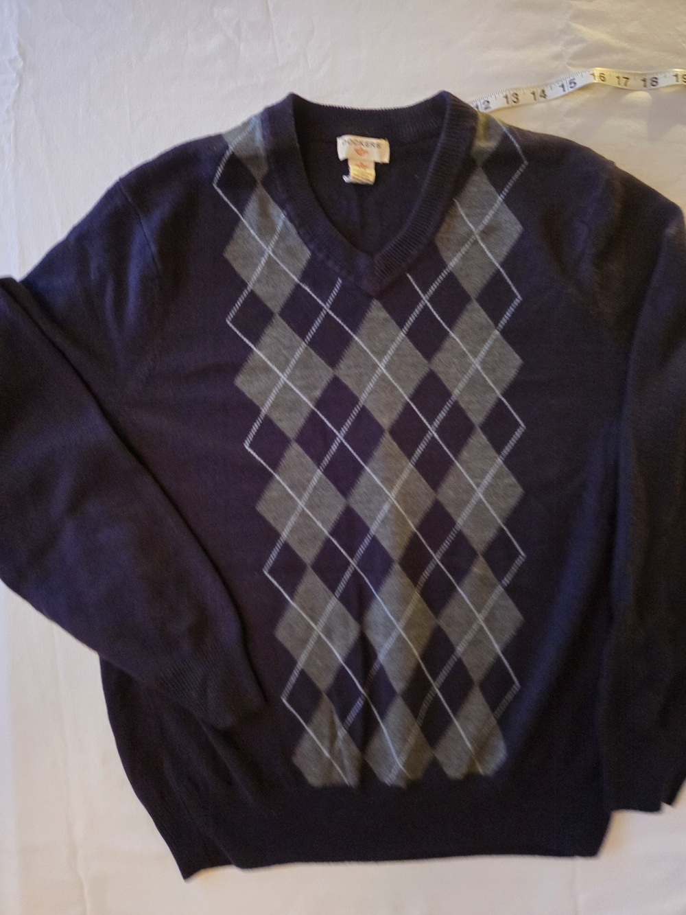 Dockers Navy and Gray Argyle V-Neck Sweater